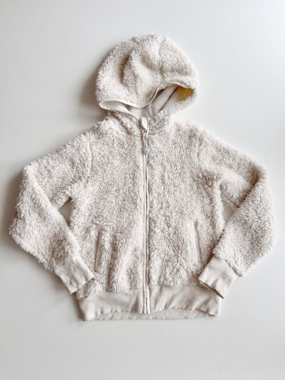 Girls' ATHLETA GIRL So Snug Ivory Sherpa Fleece Full Zip Hoodie, Size S/7 - Picture 4 of 14